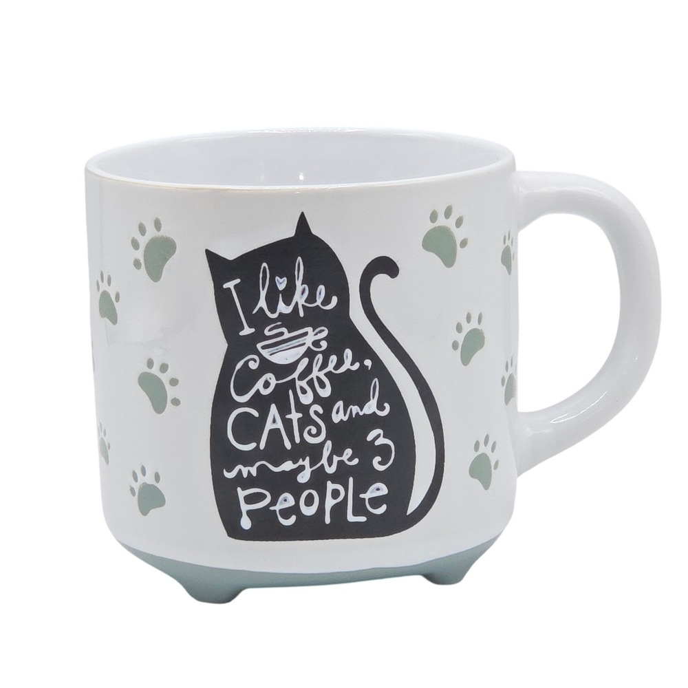 Prima Design Funny Ceramic Coffee Mug 16oz I Like Coffee Cats and Maybe 3 People